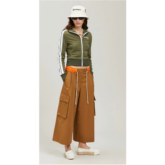 🆕️ Palm Angels Brown Orange Color Block Wide-Leg Cargo Crop Pant IT 40 US Small - Picture 4 of 16